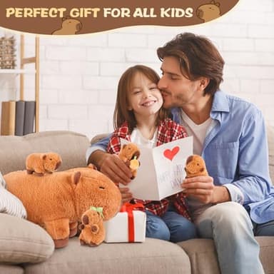 SuzziPals 5-in-1 Capybara Stuffed Animals with Babies Inside, 5Pcs Set Capybara Plush with Mommy & 4 Babies, Soft Pillow Plushies Decor, Cute 3 to 8 Year Old Girl Gift, Imaginative Play Toy (Capibara) - Image 7