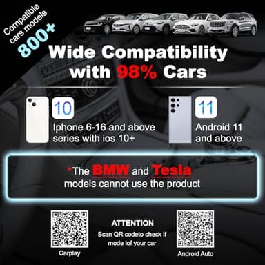 iHeylinkit 2 in 1 carplay Wireless Adapter & Mini Android Auto with Fast Stable Connection, Wired to Wireless Auto Car Adapter, Compatible with iphone10+ & Cars from 2016 (Black) - Image 7