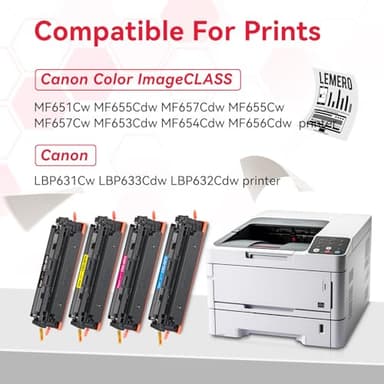 LEMERO 067H Toner Compatible for Canon 067H Toner Cartridges Set Work for Canon MF656Cdw Toner for Canon 067 MF654Cdw MF653Cdw LBP632Cdw Printer, Black Cyan Yellow Magenta 4-Pack of 067h Toner - Image 3