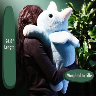 uoozii 24" | 5 Pounds Blue Dinosaur Weighted Stuffed Animals with Unscented Microwavable Heating Pad, Cute Coolable Heatable Weighted Plush Warm Gift for Kids & Adults - Image 5