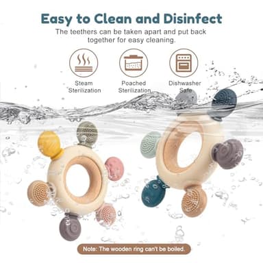 Baby Teething Toys for 0-6 6-12 Months, BPA Free Teether Sensory Toys for Babies 0 3 6 9 12 18 Months, Newborn Infant Toys Gifts for 1 One Year Old Baby Boys Girls - Image 3