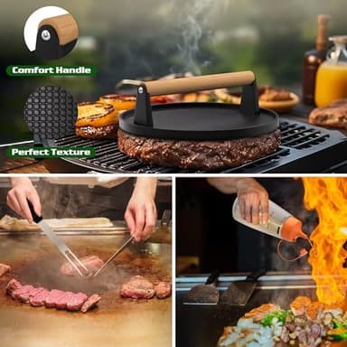 134 Pcs Griddle Accessories Kit for Blackstone - Perfect Flat Top Grill Accessories for Outdoor, Professional Round Melting Dome with Cast Iron Smash Burger Press for Barbecue. - Image 3
