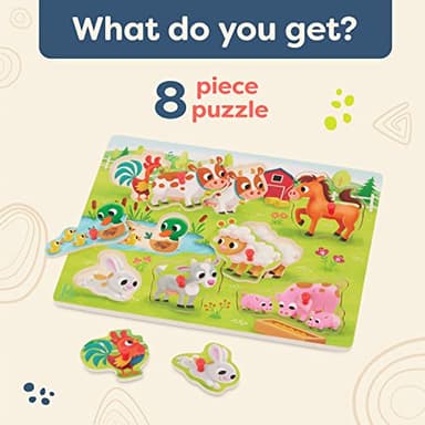 B. toys – Peek & Explore – Farm Animals – Wooden Peg Puzzle – Farm Puzzle for Toddlers, Kids – 8 Farm Animal Pieces – Cow, Horse, Sheep & More – 2+ Years - Image 5