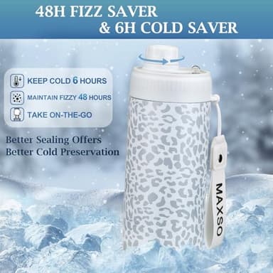 MAXSO Sealed Can Cooler Fizz Lid Can Cover for 12 oz Regular, Slim Skinny Cans & As Thermal Bottle, 4-in-1 Insulated Vacuum Stainless Steel Carbonated Cold Drink Holder - Leopard - Image 6