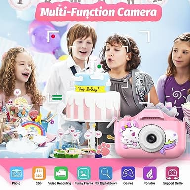 Goopow Kids Selfie Camera Toys for Girls Age 3-9, Digital Video Camera Toy with Protective Cover,Christmas Birthday Festival Gifts for 3-9 Year Old Girls Boys- 32GB SD Card Included (DC-H21-PINK) - Image 2