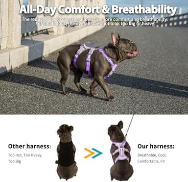 Huntboo Escape Proof Harness,No Slip Dog Harness Escape Proof,Fully Reflective Harness with Handle,Breathable,Durable,Adjustable Vest for Medium Dogs Walking,Training & Running Gear(Lavender Purple,M - Image 7