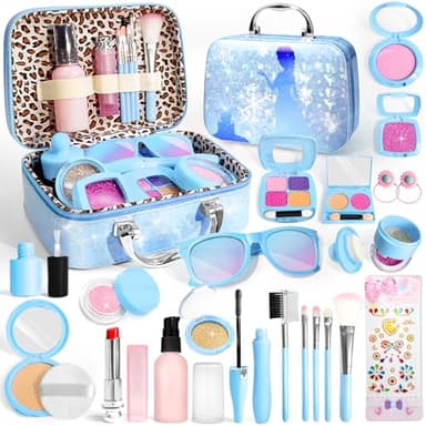 INNOCHEER Pretend Makeup for Toddlers, Fake Play Makeup for Little Girls, Frozen Toy Makeup Set for Girls, Birthday Christmas Princess Gifts Toddler Girl Toys Age 3 4 5 6 7 8 (Not Real Makeup) - Image 1