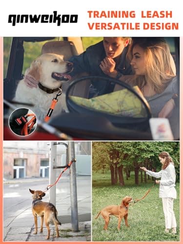 Heavy Duty Double-Handle Dog Leash with Reflective Design,4~6FT No-Pull Dog Leash for Medium to Large Dogs,Traffic Handle and Retractable Car Safety Harness with Elastic Bungee Leash. - Image 2