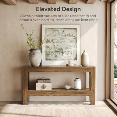 LITTLE TREE 63-Inch Narrow Long Console Table for Living Room, Farmhouse Wood Entryway Table for Hallway, Sofa, Entry, Entrance, Foyer, Behind Couch with 2-Tier Shelves, Brown - Image 4