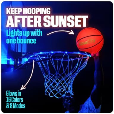 GlowCity LED Basketball with Rim Light Set - Light-Up Basketball, Remote-Controlled 16-Color Rim Light & Pump, Gift for Kids & Teens Ages 8-13, Size 7 - Image 2