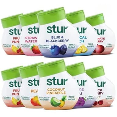 Stur Liquid Water Enhancer | The Ultimate 10-Pack Variety Pack | Naturally Sweetened | High in Vitamin C & Antioxidants | Sugar Free | Zero Calories | Keto | Vegan | 10 Bottles, Makes 240 Drinks - Image 1