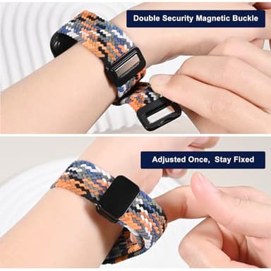 OMECKY Magnetic Braided Loop Band Compatible with Apple Watch Series 11 10 42mm 9 8 7 6 5 4 40mm 41mm for Women Men, Stretchy Nylon Elastic Sport Strap for iWatch SE 1/2/3, Charcoal - Image 4