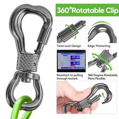 Tresbro 20FT Reflective Tie Out Cable for Dogs Up to 250 Pounds, Steel Wire Dog Leash Cable with Stainless Rotatable Buckle, Lightweight and Enduring, Dog Chains Outside for Outdoor Yard, Green - Image 2