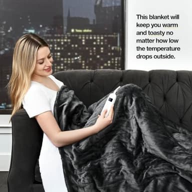 Medical king Heated Blanket, Machine Washable Extremely Soft & Comfortable Electric Blanket Throw Fast Heating with Hand Controller 10 Heating Settings & auto Shut-Off (Gray, 50 x 60) - Image 2
