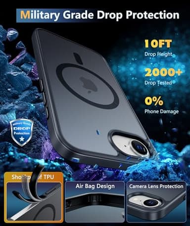 FNTCASE for iPhone 16e Phone Case: iPhone 16E 2025 Magnetic Matte Military Grade Drop Protection Phone Cover | Slim Anti-Slip Durable Shockproof Cases - Image 6