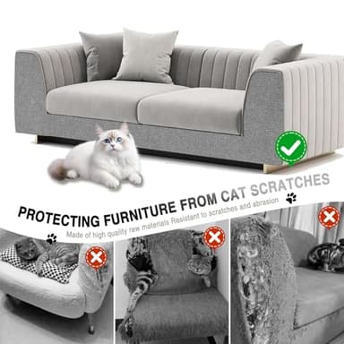 2Pack Total 78.7"x15.8" Cat Scratch Mat for Cat Couch Furniture and Wall Protector | Trimmable Self-Adhesive Carpet Climb Cat Scratcher for Covering Cat Tower and Replacement Pads (Light Grey) - Image 3