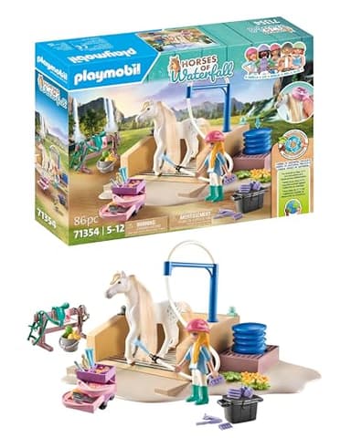 Playmobil Horses of Waterfall Washing Station with Isabella and Lioness - Image 1