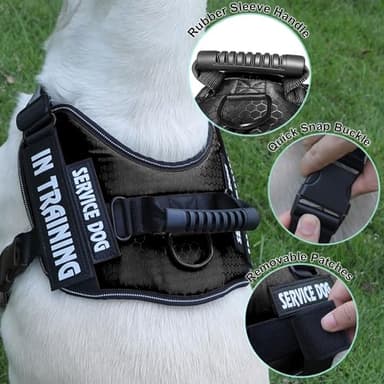 Bcadem Service Dog Vest,8 Dog Patches No-Pull Service Dog Harness with Handle,Personalized Reflective Dog Vests with 1 Pen Custom Name,Phone Number,Pattern,Easy Control for Small Medium Large Pets - Image 2