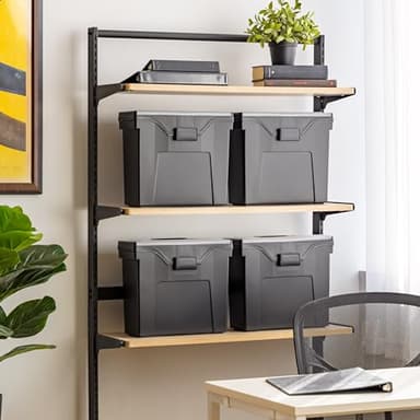 IRIS USA Slim Portable Letter/Legal File Tote Box, 4 Pack, BPA-Free Plastic Storage Bin with Organizer-Lid, Durable, Secure Lid and Handle, Black - Image 2