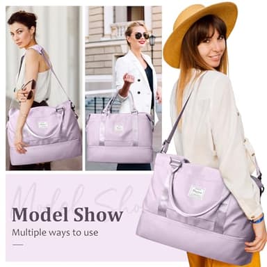 Weekender Bags for Women,Personal Item Travel Bag with Shoes Compartment,Overnight Travel Duffel Bag with Toiletry Bag - Image 2