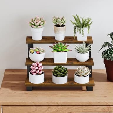 YINMIT Wooden Display Riser Stand,15.75 Inch Tiered Perfume and Cologne Organizer Stand, 3 Tier Spice Rack Organizer, Rustic Display Shelf for Candles (Brown,3 Tier Large) - Image 7