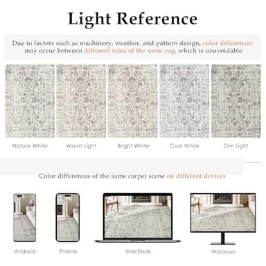 PureCozy Taupe Area Rug 6x9 Machine Washable Vintage Living Room Distressed Non Slip Carpet Traditional Indoor Bedroom Retro Floral Accent Throw Large Rug for Office Kitchen Dining Room - Image 2