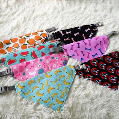 Dog Bandana Collars with D-Ring Removable,Pet Bandana Scarf with Quickly Release Buckle Adjustable for Cats Puppy Kittens Small Dogs_Colorful Bone - Image 5