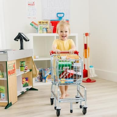 Melissa & Doug Toy Shopping Cart, Grocery Store Pretend Play Toys with Sturdy Metal Frame & Working Wheels, Toddler Shopping Cart, Preschool Learning Toys for Girls & Boys 3+ - Image 6