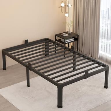 MAF 18 Inch Twin XL Bed Frames with Round Corner Legs Mattress Slide Stopper No Box Spring Needed Heavy Duty Metal Platform Bed Frame Under-Bed Storage Space, 3000 LBS Steel Slats Support - Image 1