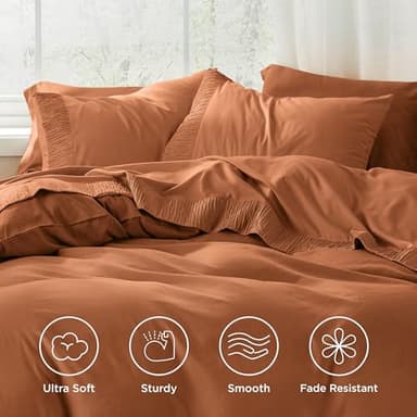 Bedsure Queen Sheet Set - 4 Pieces Soft Queen Size Sheets - Breathable & Cooling - Hotel Luxury - Easy Care Polyester Microfiber Bedding for Women, Men, Terracotta - Image 3