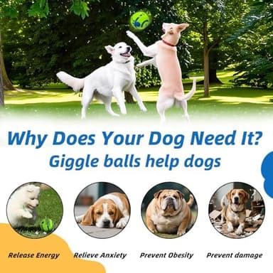 Dog Toys Ball, Interactive Dog Ball, Shaking with Gibbering Sound, for Training & Herding, M, 3.46 in (8.8 cm - Image 4