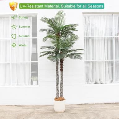 Nafresh 10ft Tall UV Resistant Faux Palm Tree, 120in Artificial Palm Tree Indoor Outdoor with Real Bark and Realistic Leaves and for Home House Office Living Room Yard Patio. - Image 2