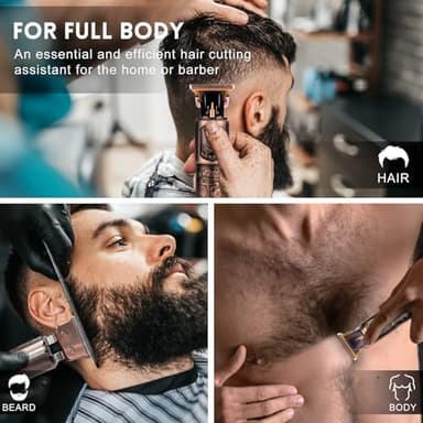 Ufree Professional Beard Trimmer for Men, Zero Gapped T-Blade Hair Clipper & Mustache Trimmer Kit with LCD Display, Precision Edgers for Haircut & Grooming, Barber-Grade Electric Shaver, Gifts for Men - Image 5
