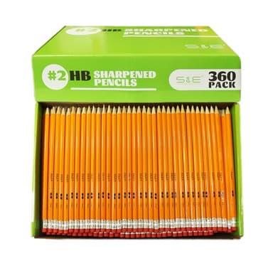 S & E TEACHER'S EDITION 360pcs Pre-sharpened Pencils with eraser top, No.2 pencils #2 HB pencil, Golf, Classroom, Pew, Back to school, 360 pcs/box - Image 1