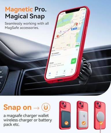 CANSHN Magnetic for iPhone 14 Plus Case, Upgraded [Full Camera Protection] [Compatible with Magsafe] [Translucent Matte] Shockproof Protective Phone Case for iPhone 14 Plus 6.7" - Red - Image 3