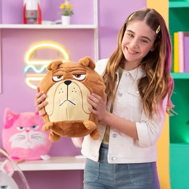 Hangry Petz Charlie Bulldog - 12" Brown Animal Plush, Squeeze Tummy for Sounds, Hungry Angry Expression, Embroidered Face, Soft Round Companion, Kids - Image 5