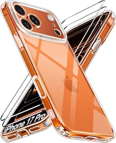 ivoler 3-in-1 Clear Case Designed for iPhone 17 Pro 6.3'' 2025 with 2 Pack Tempered Glass Screen Protector, Military Shockproof Hard Back Slim for iPhone 17 Pro Cover - Clear - Image 1