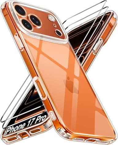 ivoler 3-in-1 Clear Case Designed for iPhone 17 Pro 6.3'' 2025 with 2 Pack Tempered Glass Screen Protector, Military Shockproof Hard Back Slim for iPhone 17 Pro Cover - Clear - Image 1
