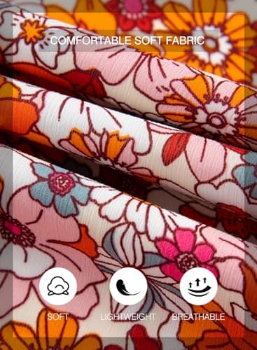 SHEWIN Summer Tops for Women Trendy Fashion Floral Petal Sleeve Loose Fit Blouses for Women Dressy Casual Orange X-Large - Image 5