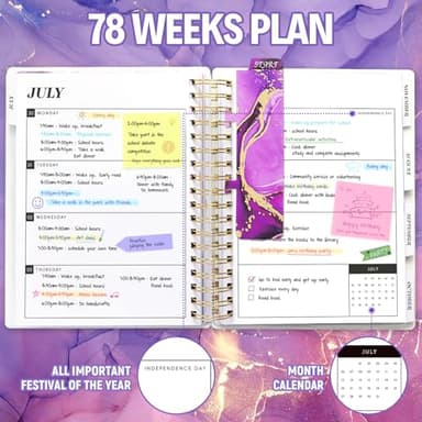 Planner 2025-2026, 18 Months Academic Daily Weekly Monthly Planner Yearly Agenda July. 2025–Dec. 2026, 7.9" x 9.8", Page Tabs, Separator Page, Pocket Folder, Bookmark, Stickers, Sticky Note Set - Image 5