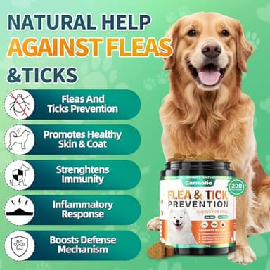 Carmelie Flea and Tick Prevention for Dogs Chewables - 200 Soft Chews Natural Dog Flea and Tick Chewables, Oral Flea Supplement for Dogs, Puppy Flea Support - All Breeds & Ages - Chicken Flavor - Image 2