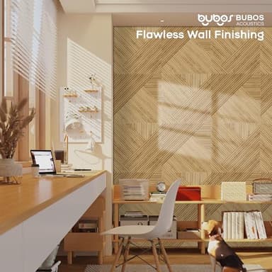 BUBOS Large Acoustic Panels,6 Pack Wood-Pattern Printing Soundproof Wall Panels, Total Size 70.8 x 47.2 Inches Self-Adhesive Decorative Sound Absorbing Panels for Studio, Home,Light Diamond Weave - Image 7