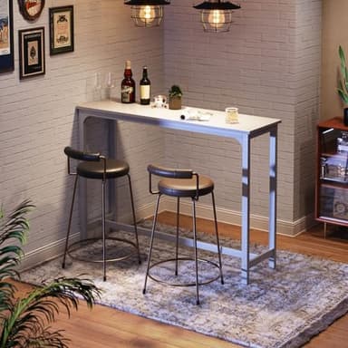 ODK 55 Inch Bar Table, Bar Height Pub Table, Counter Height Bar Table, Rectangular High Top Kitchen & Dining Counter Tables with Sturdy Legs & Easy-to-Clean Top, Indoor use, White - Image 2