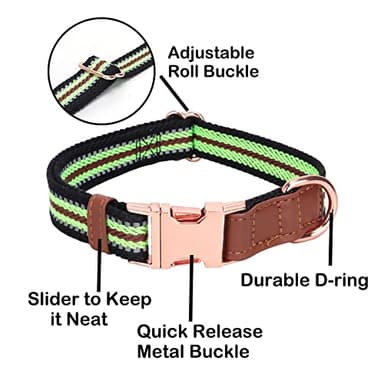 Dog Collar Reflective, Multi-Colored Stripe Dog Collar, Soft Adjustable Dog Collars with Metal Buckle for Small Medium Large Dogs, Perfect Pet Collar Gift (Black,L) - Image 4