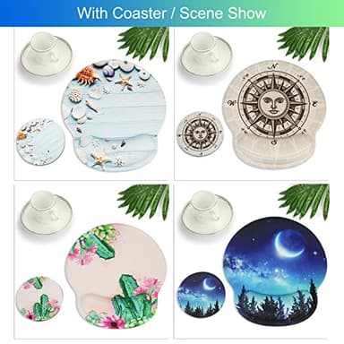 Ergonomic Mouse Pad with Wrist Support Rest,Large Mousepad Gel Wrist Rest, with Coaster Non-Slip & Pain Relief for Computer, Desk, Home&Office-Seashell - Image 3