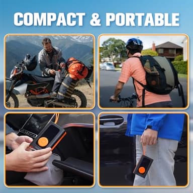 Koract Tire Inflator Portable Air Compressor for Car Tires - 150PSI Cordless Air Pump with Pressure Gauge, LED Light & Auto Shutoff - Fast Pump for Motorcycle, Bike, Balls, Sports Equipment - Image 7