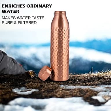 NORMAN JR, Copper Water Bottle 1L - Gift Box of 3, Hammered, an Ayurvedic vessel made from pure copper - helps you drink more water, with many health benefits - Image 5