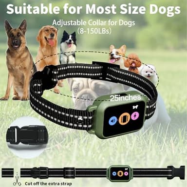 Dog Training Collar with Remote - Upgraded 5 Modes with Step Counting & Light Dog Shock Collar 3300FT IP67 Waterproof Rechargeable E-Collar for Large Medium Small Dogs (Green) - Image 6