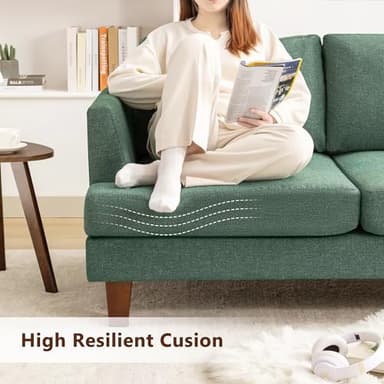 Busaurus 3 Seater Sofa Couch with Deep Seats, 89" Mid Century Modern Upholstered Sofa with Armrests, Comfy Couches for Living Room, Bedroom, Apartment and Office (Green) - Image 4