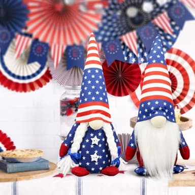 4th of July Decorations - Memorial Day Decorations - Patriotic Plush Gnomes for Home - Fourth of July for Office Desk Decor, Indoor - Red White Blue Gnome Figurines Decor for Independence Labor Day - Image 6